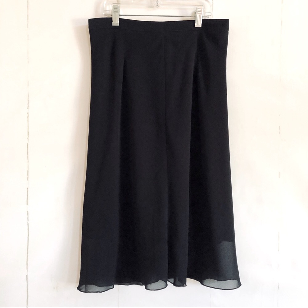 VTG Wanda Black Chiffon Overlay Midi Skirt